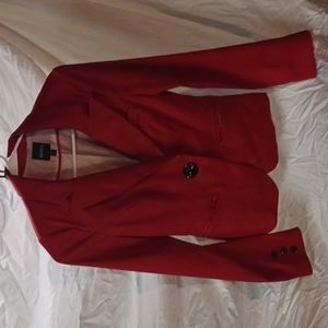 An XOXO red woman's Blazer size small large dark buttons white lining